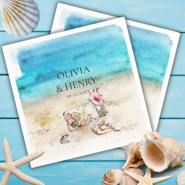 Beautiful Watercolor Starfish Beach Wedding  Napkin (Creator Uploaded)