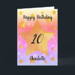 Beautiful Watercolor Stars 10th Birthday Card<br><div class="desc">A pretty watercolor stars 10th birthday card that features an array of yellow stars on the front with a pretty array of colours on the background. This personalized 10th birthday card for daughter,  granddaughter,  niece and more would make a wonderful card keepsake for her.</div>