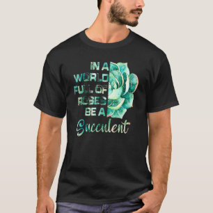 Beautiful Watercolor Succulent Plant Lady Gardener T-Shirt