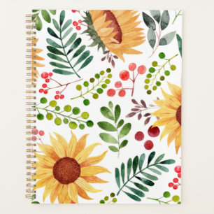 Beautiful Watercolor Sunflowers and Berries  Planner