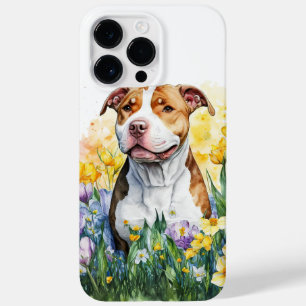 BEAUTIFUL WATERCOLOR TAN WHITE PITBULL TERRIER Case-Mate iPhone 14 PRO MAX CASE