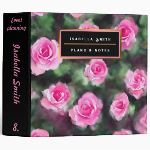 Beautiful Watercolor Trendy Pink Roses Collection Binder