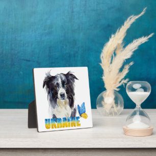 Beautiful Watercolor Ukraine Dog and Butterfly Plaque