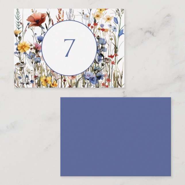 Beautiful watercolor wildflowers place card (Front/Back)