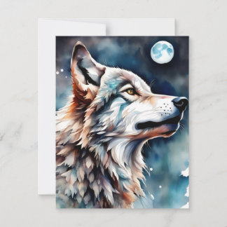 Beautiful Watercolor Wolf Greeting Card