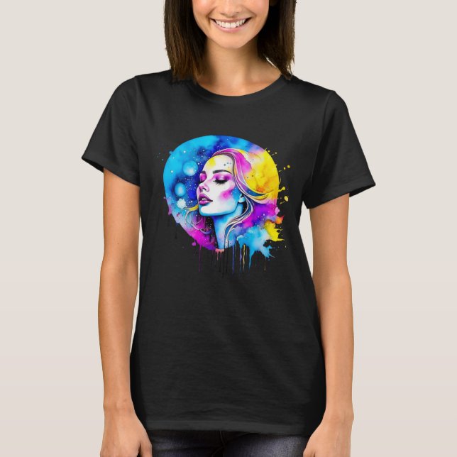 Beautiful Watercolor Woman Abstract T-Shirt (Front)