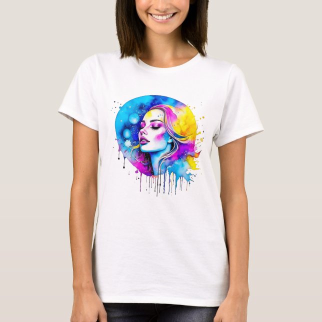 Beautiful Watercolor Woman Abstract T-Shirt (Front)
