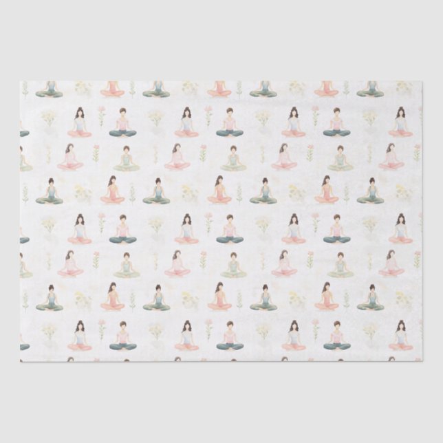 Beautiful Watercolor Yoga Girls Meditating Nature Tissue Paper (Front)