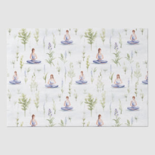 Beautiful Watercolor Yoga Girls Meditating Nature Tissue Paper