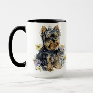 BEAUTIFUL WATERCOLOR YORKSHIRE TERRIER DOG MUG
