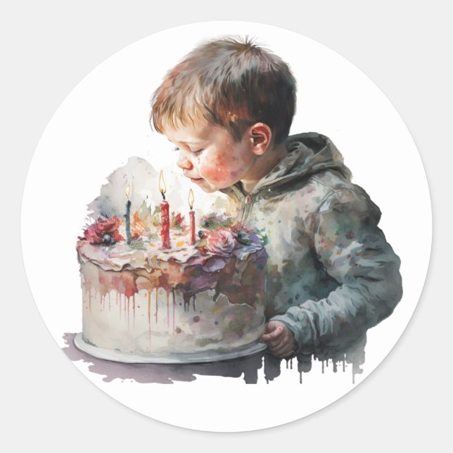 Beautiful watercolour Birthday Stickers (Front)