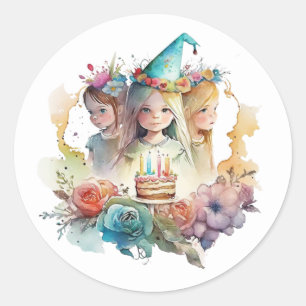 Beautiful watercolour Birthday Stickers