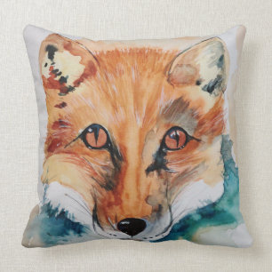 Beautiful Watercolour Fox Painting Throw Pillow