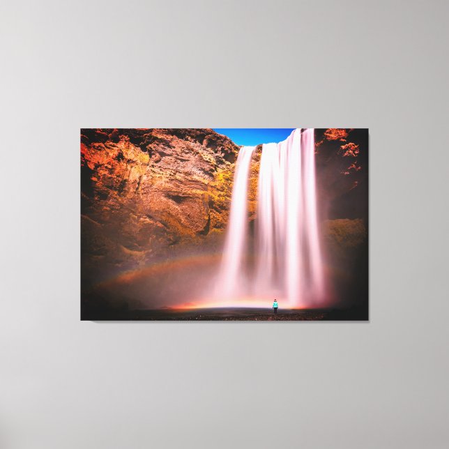 Beautiful Waterfall at Sunset Nature Photography C Canvas Print (Front)