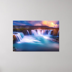 Beautiful Waterfall Iceland Nature Photography Canvas Print