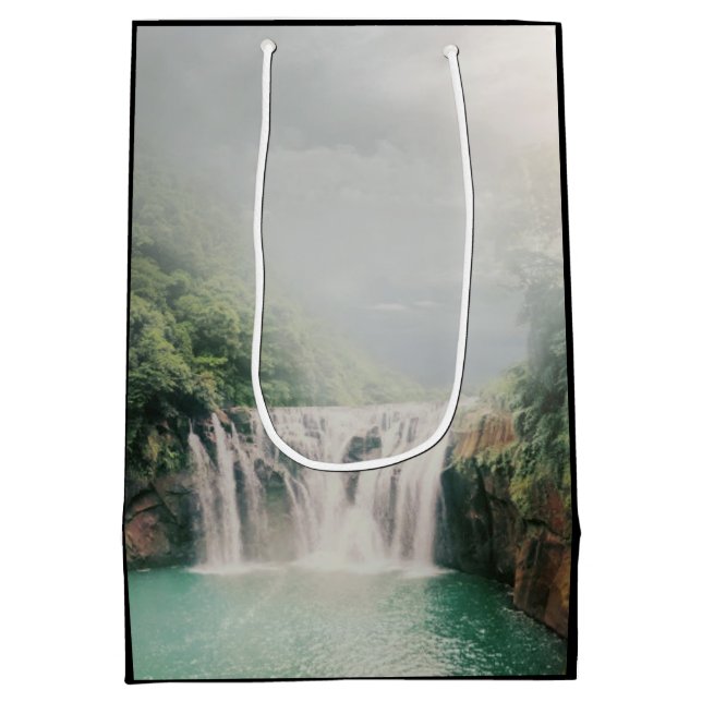  Beautiful Waterfall in a Lush Green Forest Medium Gift Bag (Back)