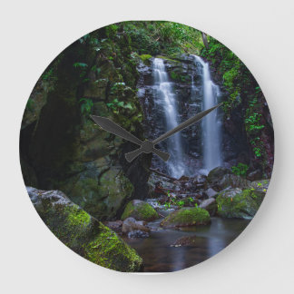Beautiful waterfall in rainforest large clock