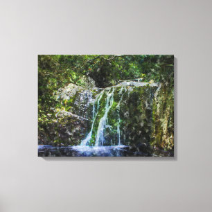 Beautiful Waterfall Watercolor Painting Canvas Print