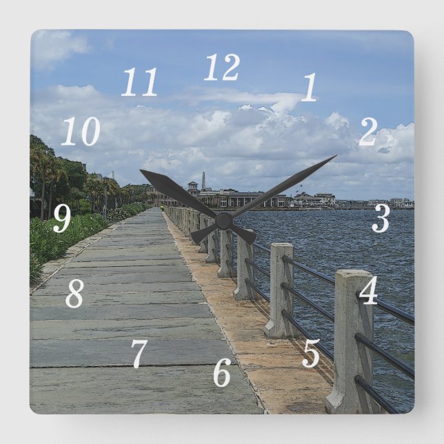Beautiful Waterfront Walkway Wall Clock (Front)