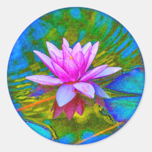 Beautiful Waterlily Lotus Blossom Yoga Classic Round Sticker