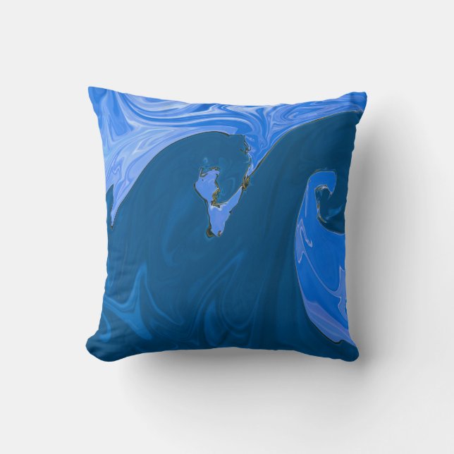 Beautiful Waves Abstract Painting Wall Art Throw Pillow (Front)