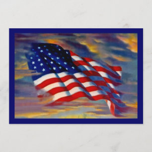 BEAUTIFUL WAVING FLAG PARTY INVITE ~ EZ2 CUSTOMIZE