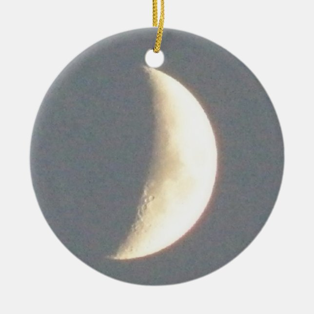 Beautiful Waxing Crescent Moon at Dusk Custom Ceramic Ornament (Front)