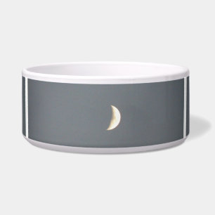Beautiful Waxing Crescent Moon at Dusk Dog Bowl