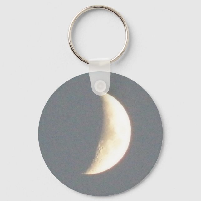 Beautiful Waxing Crescent Moon at Dusk Keychain (Front)
