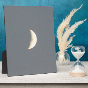Beautiful Waxing Crescent Moon at Dusk Plaque