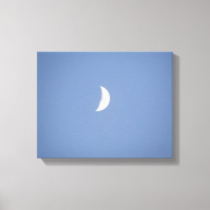Beautiful Waxing Crescent Moon in Daylight Canvas  Print