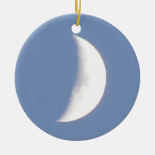 Beautiful Waxing Crescent Moon in Daylight Custom Ceramic Ornament