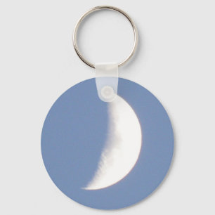 Beautiful Waxing Crescent Moon in Daylight Keychai Keychain