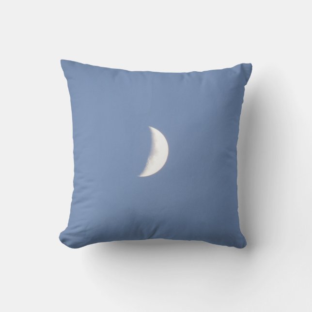 Beautiful Waxing Crescent Moon in Daylight Pillow (Front)