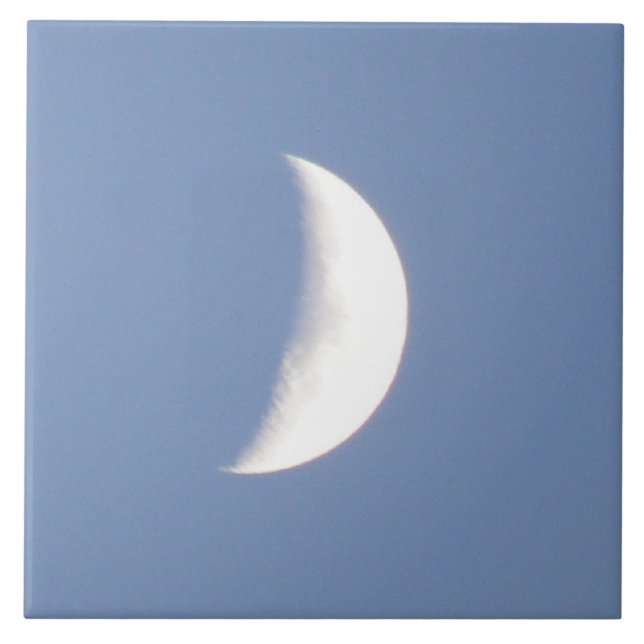 Beautiful Waxing Crescent Moon in Daylight Tile (Front)
