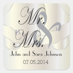 Beautiful Wedding Bells   Personalized Square Sticker