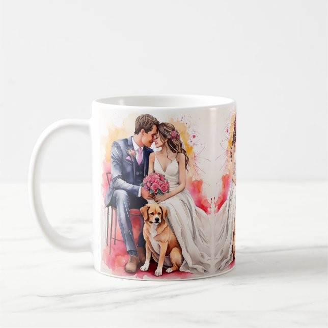 Beautiful Wedding Couple Watercolour Coffee Mug (Left)