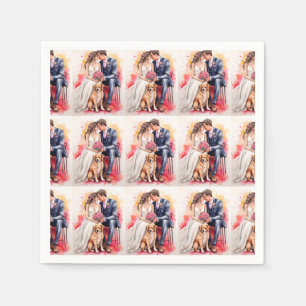 Beautiful Wedding Couple Watercolour Napkin