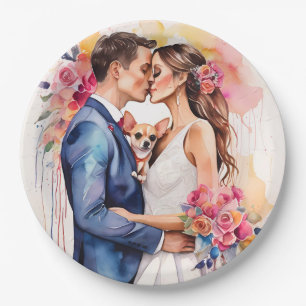 Beautiful Wedding Couple with Cute Funny Paper Plate