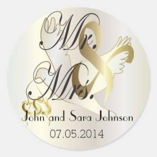 Beautiful Wedding Dove    Personalize Classic Round Sticker