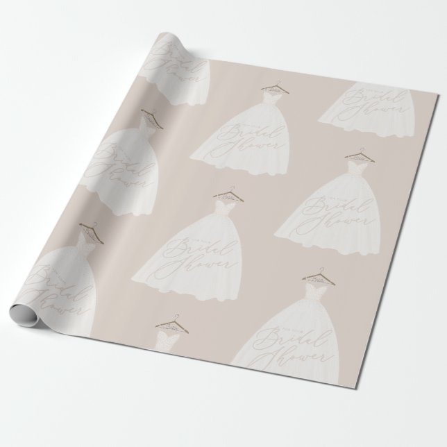 Beautiful wedding dress bridal shower wrapping paper (Unrolled)