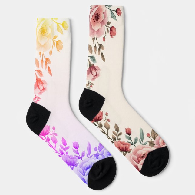 Beautiful Wedding Flowers On a Pair Of Mismatched Socks (Right)