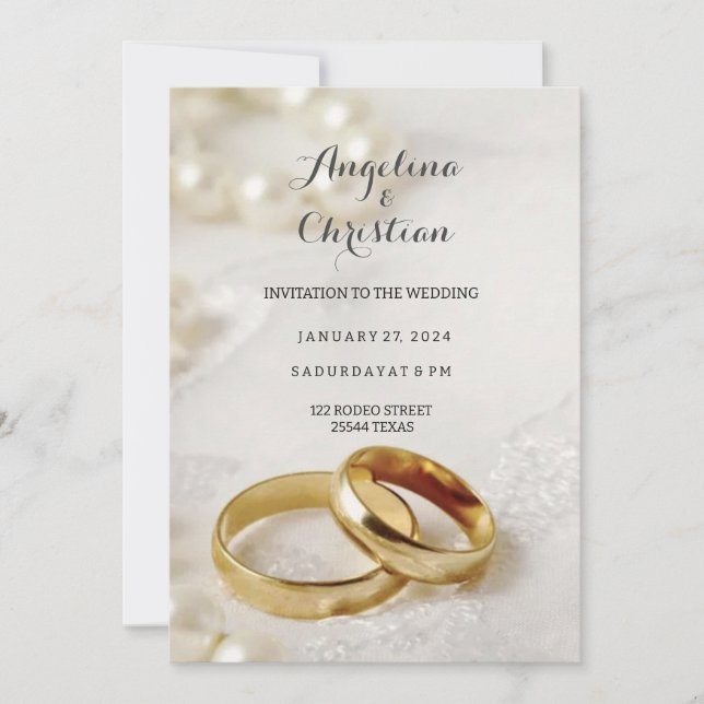Beautiful Wedding Ring Wedding Invitation Card (Front)