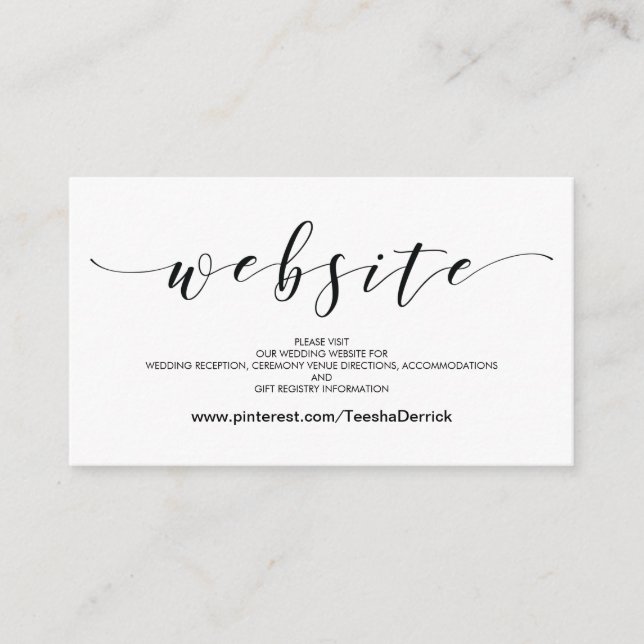 Beautiful Wedding Website Details Enclosure Card (Front)