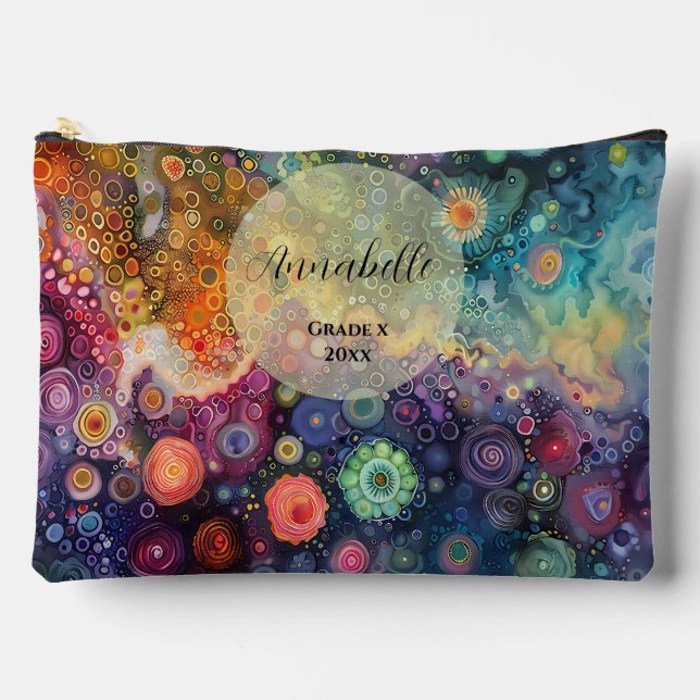 Beautiful Whimsical Colourful Back to School  Accessory Pouch (Front)