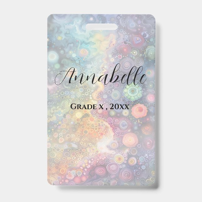 Beautiful Whimsical Colourful Back to School  Badge (Front)