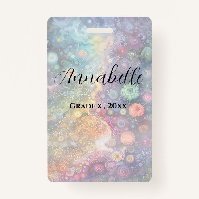 Beautiful Whimsical Colourful Back to School  Badge (Front)