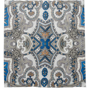 Beautiful white and blue arabesque, islamic patter