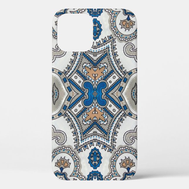 Beautiful white and blue arabesque, islamic patter Case-Mate iPhone case (Back)