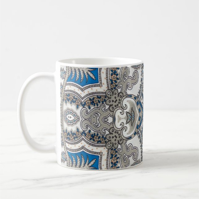Beautiful white and blue arabesque, islamic patter coffee mug (Left)